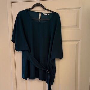 Sz 3X Reitmans Dark Green Blouse with Tie Detail